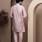 Pink kurta pajama with matching embroidered jacket