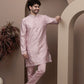 Pink kurta pajama with matching embroidered jacket