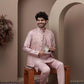 Pink kurta pajama with matching embroidered jacket