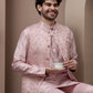 Pink kurta pajama with matching embroidered jacket