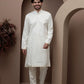 White kurta pajama with matching embroidered jacket