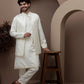 White kurta pajama with matching embroidered jacket