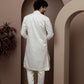 White kurta pajama with matching embroidered jacket