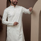 White kurta pajama with matching embroidered jacket