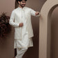 White kurta pajama with matching embroidered jacket