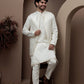 White kurta pajama with matching embroidered jacket