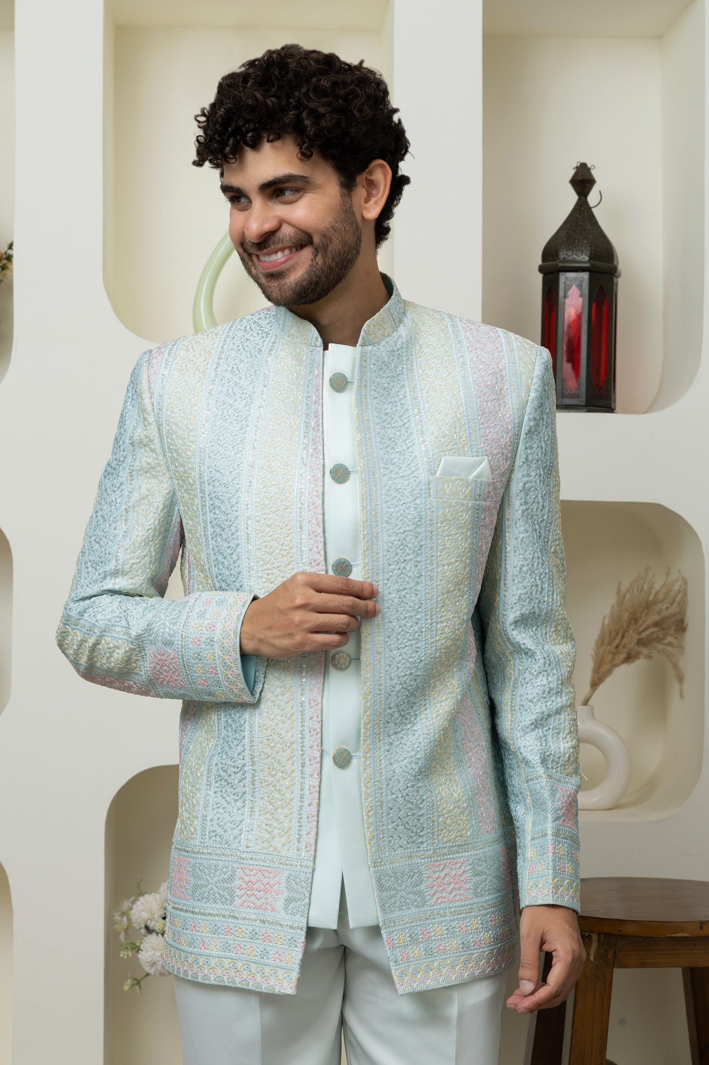 Classic Tourquise Blue Bandhgala – A Ethnic Must-Have for Menswear