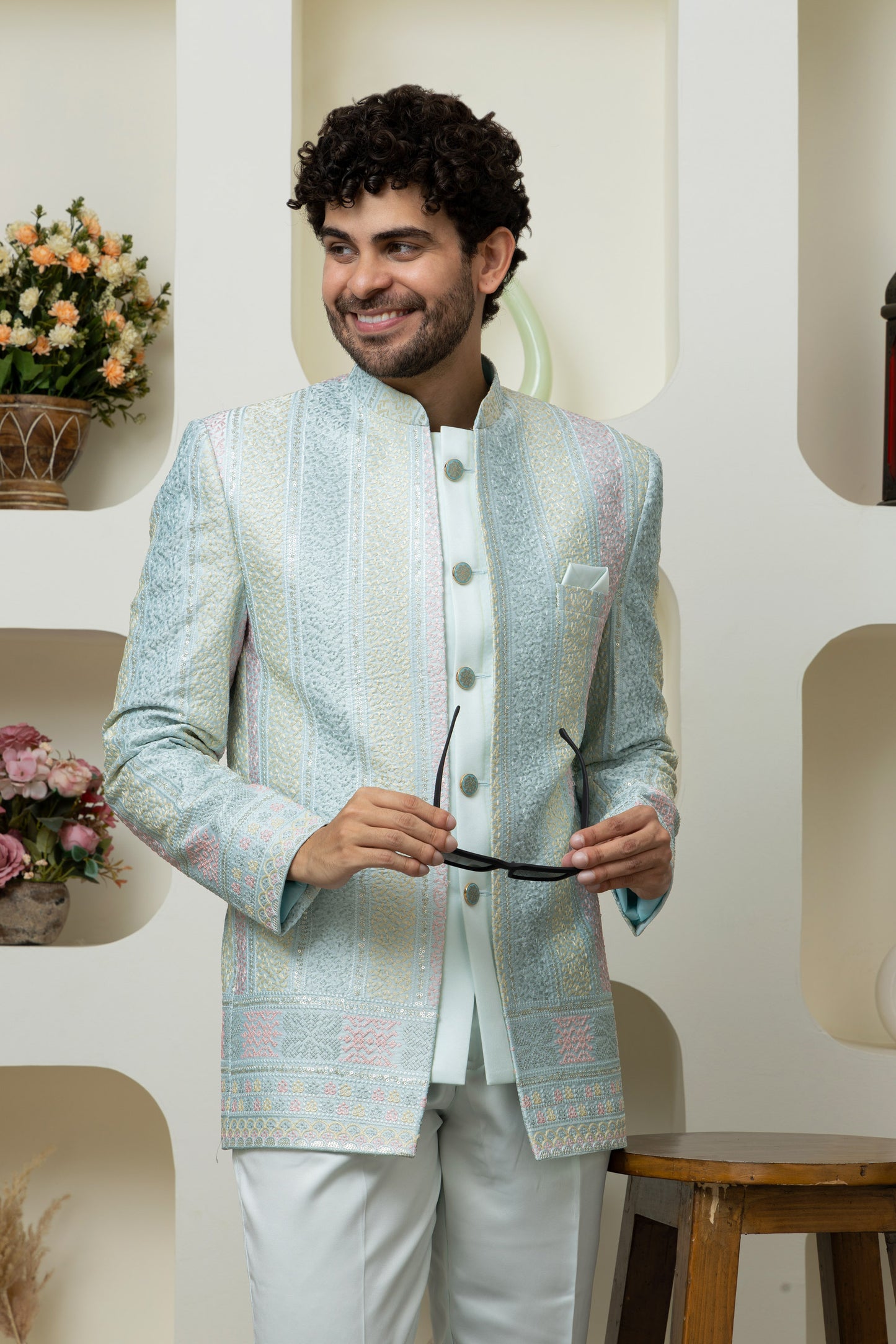 Classic Tourquise Blue Bandhgala – A Ethnic Must-Have for Menswear
