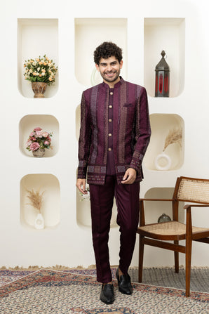 Wine Designer Bandhgala – Premium Ethnic Menswear Collection