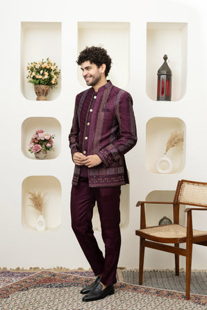 Wine Designer Bandhgala – Premium Ethnic Menswear Collection