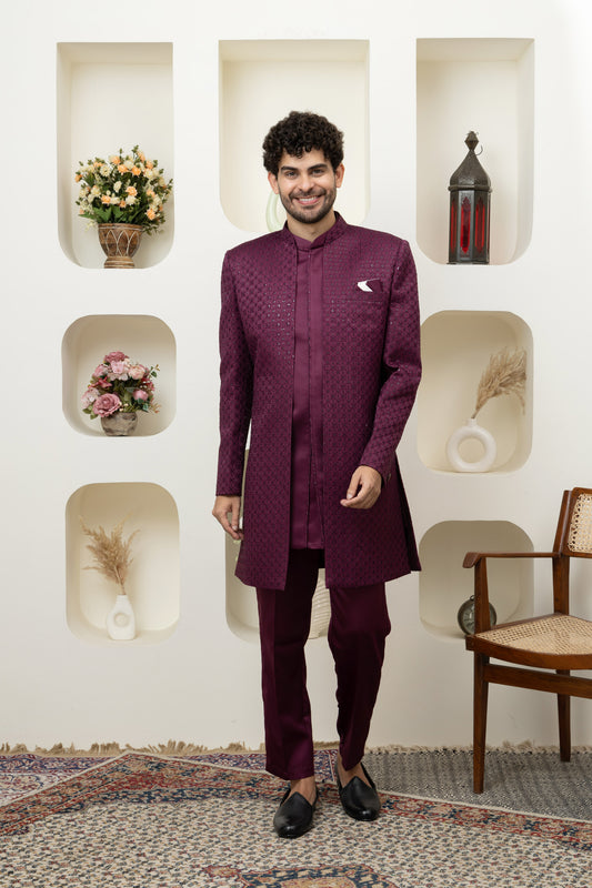 Indo Western in Wine – Sharp Ethnic Wear for Modern Menswear