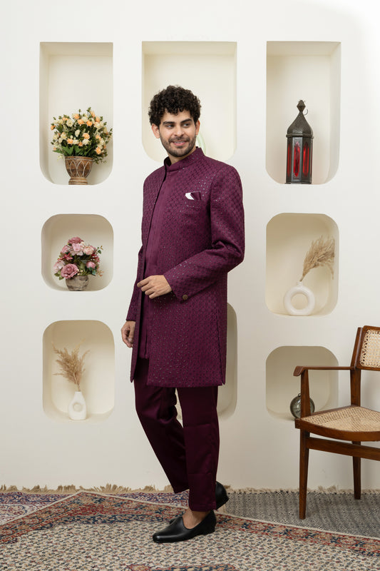 Indo Western in Wine – Sharp Ethnic Wear for Modern Menswear