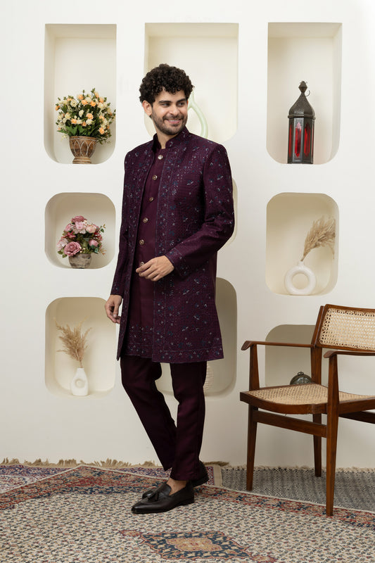 Wine Indo Western for Menswear – Elegant Ethnic Statement
