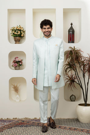 Aqua Blue Indo Western for Menswear – Elegant Ethnic Statement