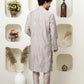 Stylish Metalic Grey embroidered Cotton Silk Kurta Pajama for Celebrations – Tailored Menswear Ethnic Look