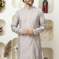 Stylish Metalic Grey embroidered Cotton Silk Kurta Pajama for Celebrations – Tailored Menswear Ethnic Look