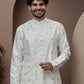 White kurta pajama with matching embroidered jacket