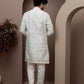 White kurta pajama with matching embroidered jacket