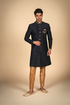 Sherwani for Men's in White With Red Embroidery – Elegant Ethnic Attire