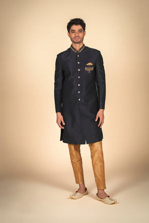 Sherwani for Men's in White With Red Embroidery – Elegant Ethnic Attire