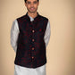 White With Blue Jacket Men's Kurta Ensemble – Classic Ethnic Style Reinvented