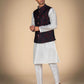White With Blue Jacket Men's Kurta Ensemble – Classic Ethnic Style Reinvented