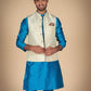 Kurta for Men's in Blue With Cream Jacket – Elegant Ethnic Attire