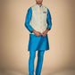 Kurta for Men's in Blue With Cream Jacket – Elegant Ethnic Attire