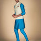 Kurta for Men's in Blue With Cream Jacket – Elegant Ethnic Attire