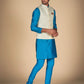 Kurta for Men's in Blue With Cream Jacket – Elegant Ethnic Attire