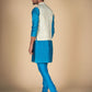 Kurta for Men's in Blue With Cream Jacket – Elegant Ethnic Attire