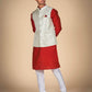 Men's Ethnic Wear – Red With Cream Jacket Kurta Pajama Set for Special Moments
