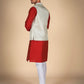 Men's Ethnic Wear – Red With Cream Jacket Kurta Pajama Set for Special Moments
