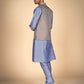 Kurta Pajama Set for Men's in Purple And White Base Jacket With The Purple And The Golden Print – Elegant Ethnic Attire