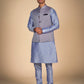 Kurta Pajama Set for Men's in Purple And Purple Base Jacket With Golden Weaving On It – Elegant Ethnic Attire