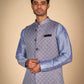 Kurta Pajama Set for Men's in Purple And Purple Base Jacket With Golden Weaving On It – Elegant Ethnic Attire
