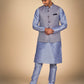 Kurta Pajama Set for Men's in Purple And Purple Base Jacket With Golden Weaving On It – Elegant Ethnic Attire