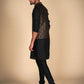 Men's Ethnic Wear – Black With Black And Golden Jacket Kurta Pajama Set for Special Moments