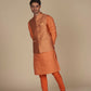 Stylish Orange Kurta With Orange Jacket Kurta Pajama Set – Perfect Men's Ethnic Ensemble