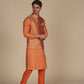 Stylish Orange Kurta With Orange Jacket Kurta Pajama Set – Perfect Men's Ethnic Ensemble