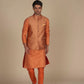 Stylish Orange Kurta With Orange Jacket Kurta Pajama Set – Perfect Men's Ethnic Ensemble