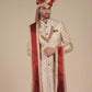 Sherwani for Men's in White With Red Embroidery – Elegant Ethnic Attire