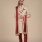 Sherwani for Men's in White With Red Embroidery – Elegant Ethnic Attire