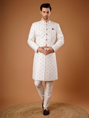 Statement Sherwani in White – Designed for the Elegant Men's