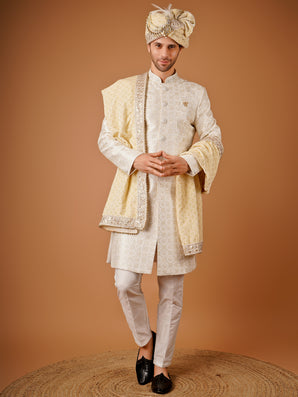 Statement Sherwani in White – Designed for the Elegant Men's