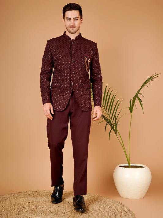 Celebrate in Class with This Wine Bandhgala – Tailored for Men's