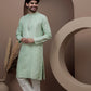 Green cotton silk kurta pajama for festive occasions