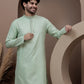 Green cotton silk kurta pajama for festive occasions
