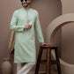 Green cotton silk kurta pajama for festive occasions