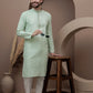 Green cotton silk kurta pajama for festive occasions